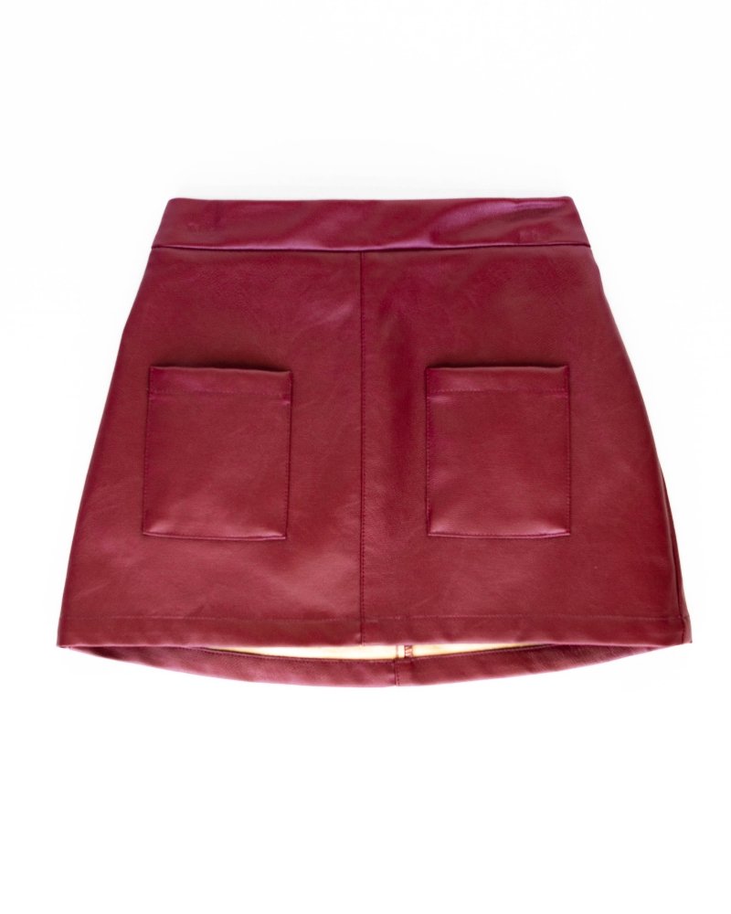 Burgundy leather skirt outlet 4t