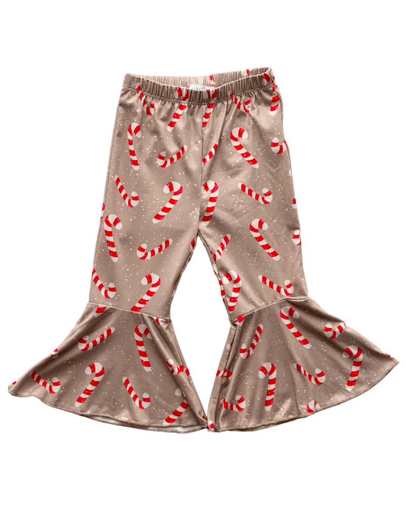 Lina Pleated Bell Bottoms - Candy Cane