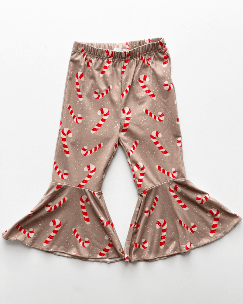 Lina Pleated Bell Bottoms - Candy Cane