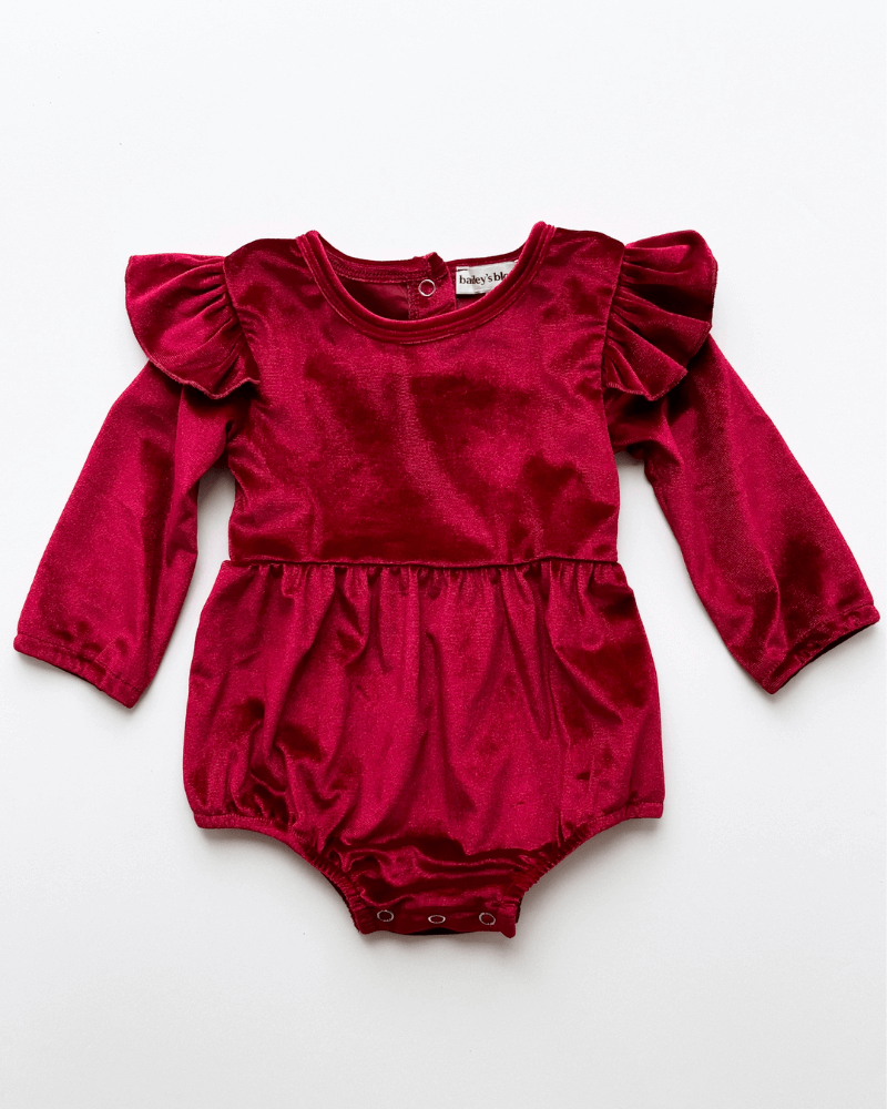 Rhodes Velour Bubble Shorty Romper - Candy Apple Red