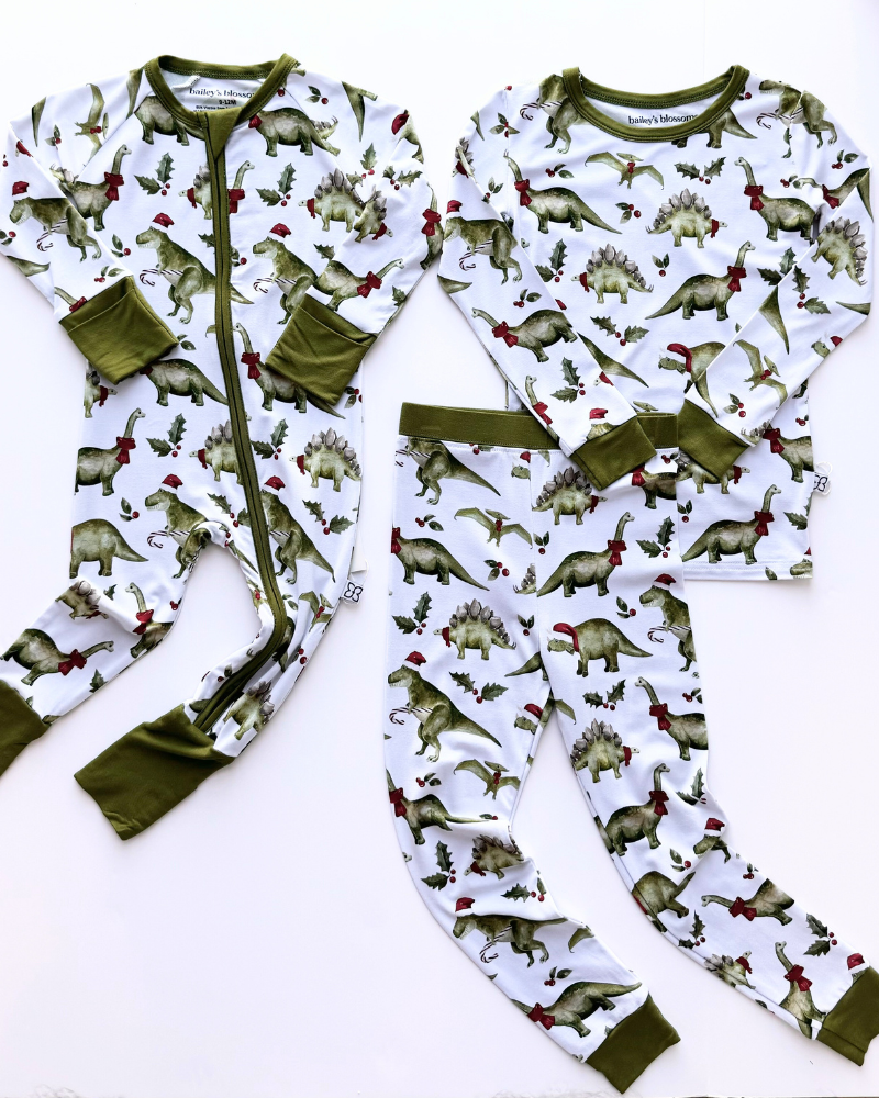 Christmas Sleepwear - Candy Cane Dinosaur