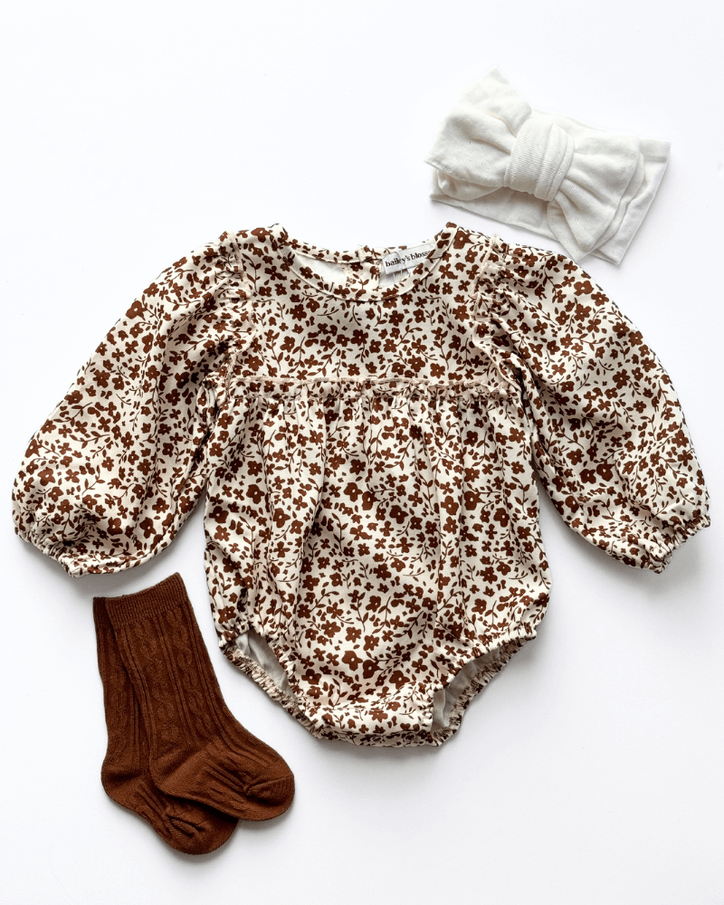 Willow Bubble Romper - Brown Floral