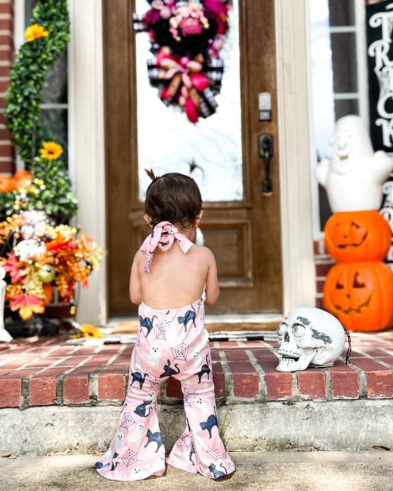 Andi Pleated Bell Bottom Jumpsuit - Pink Halloween #product_type - Bailey's Blossoms