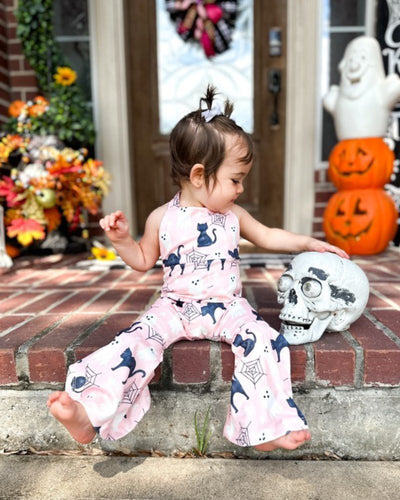 Andi Pleated Bell Bottom Jumpsuit - Pink Halloween #product_type - Bailey's Blossoms