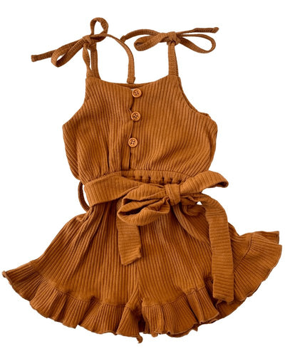 Ashton Tie - Strap Romper - Mocha #product_type - Bailey's Blossoms