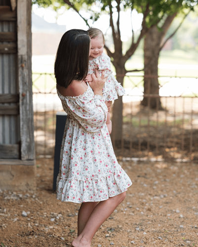 Caroline Long Sleeve Square Neck Dress - Mulberry Floral #product_type - Bailey's Blossoms