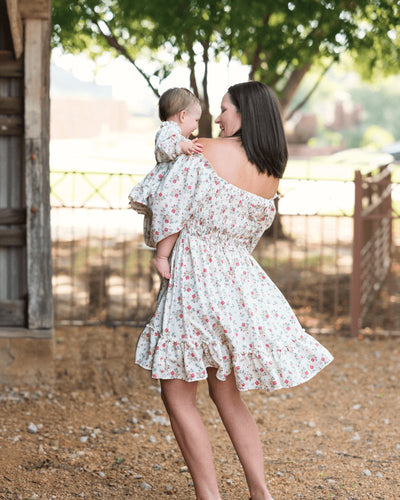 Caroline Long Sleeve Square Neck Dress - Mulberry Floral #product_type - Bailey's Blossoms