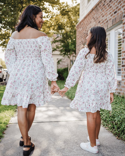 Caroline Long Sleeve Square Neck Dress - Mulberry Floral #product_type - Bailey's Blossoms