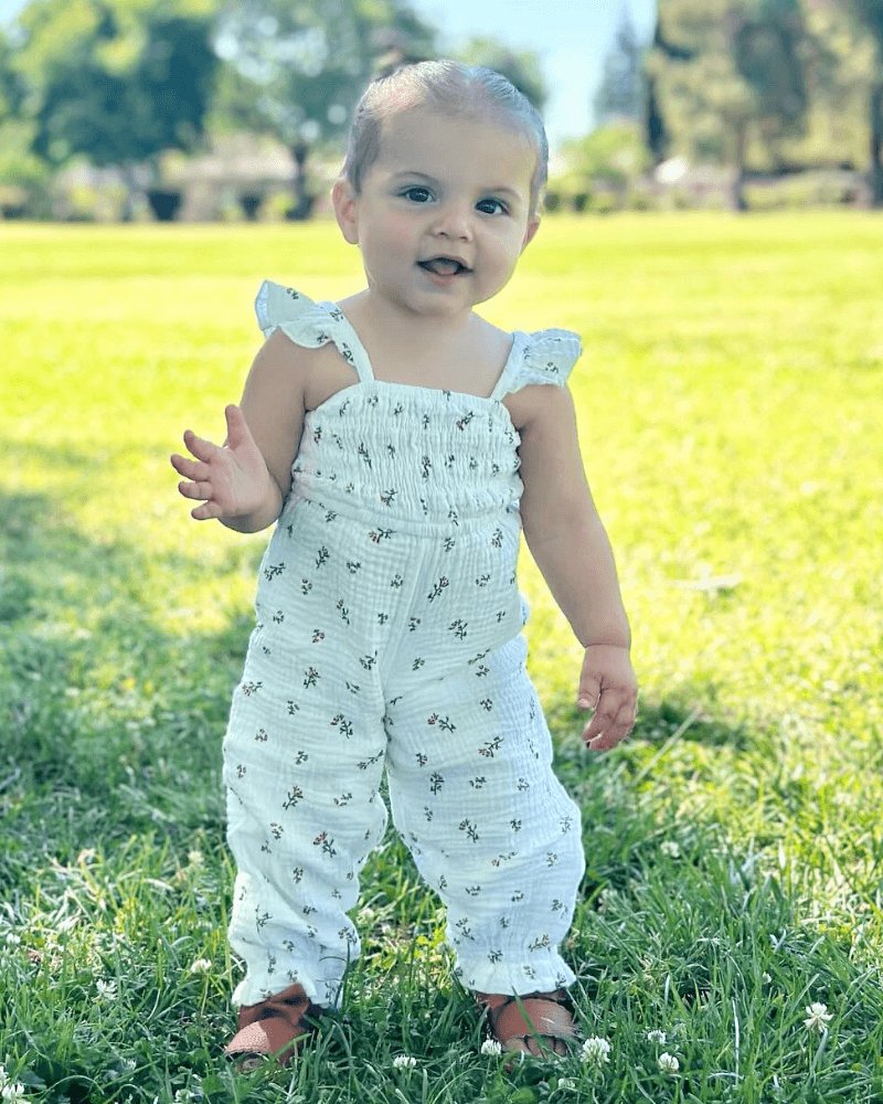 Paisley Smocked Ruffle Jumpsuit - Ivory Floral #product_type - Bailey's Blossoms