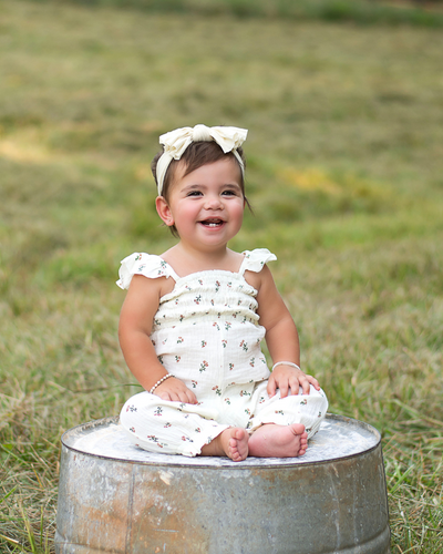 Paisley Smocked Ruffle Jumpsuit - Ivory Floral