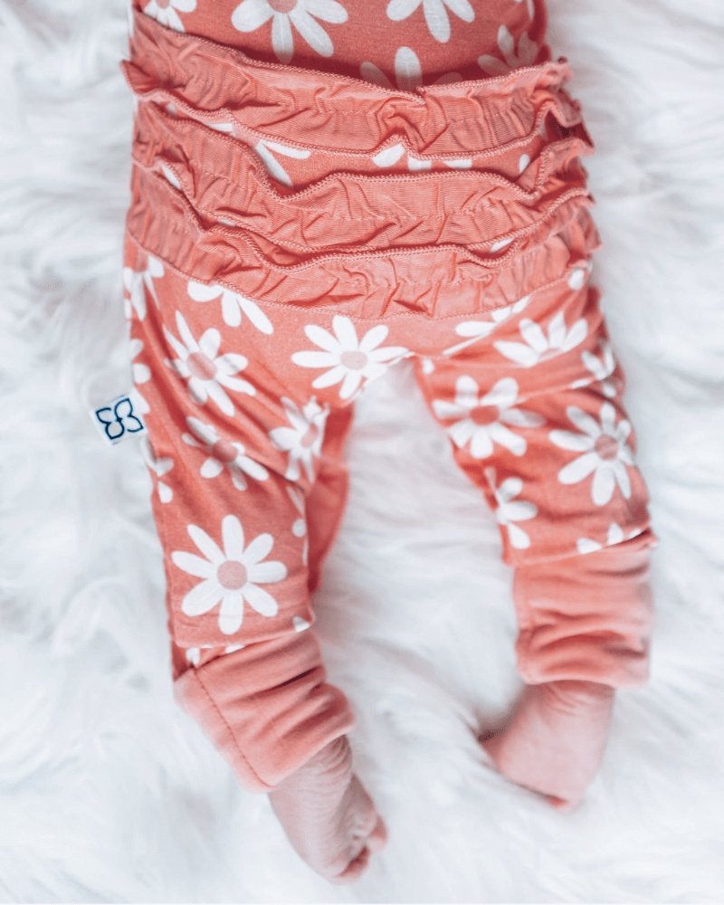 Rylyn Ruffle Long - Sleeve Zip Sleeper - Coral Daisy #product_type - Bailey's Blossoms