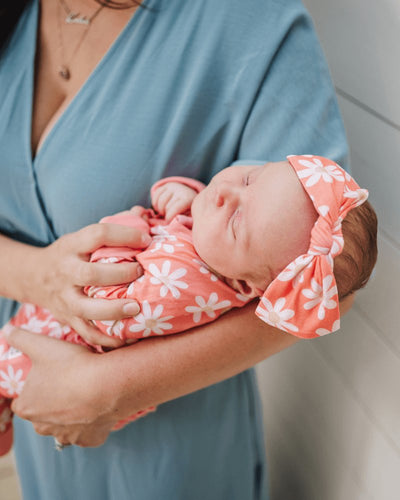 Rylyn Ruffle Long - Sleeve Zip Sleeper - Coral Daisy #product_type - Bailey's Blossoms