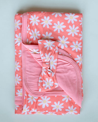 Serenity Swaddle and Headband Set - Coral Daisy #product_type - Bailey's Blossoms