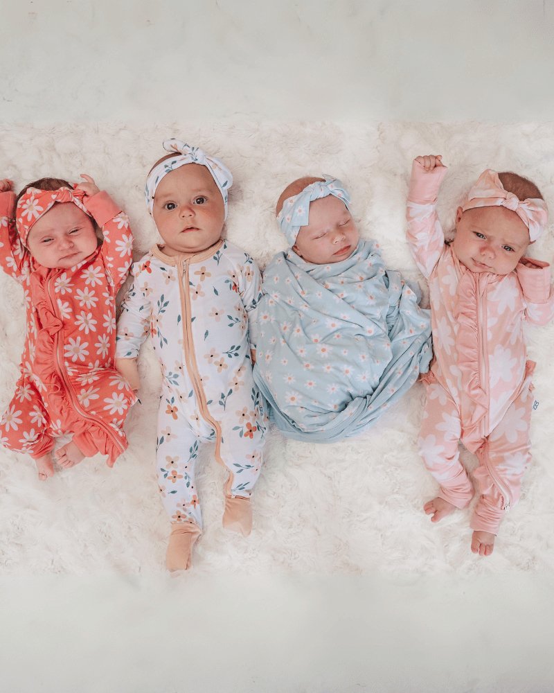 Serenity Swaddle and Headband Set - Peach Floral #product_type - Bailey's Blossoms