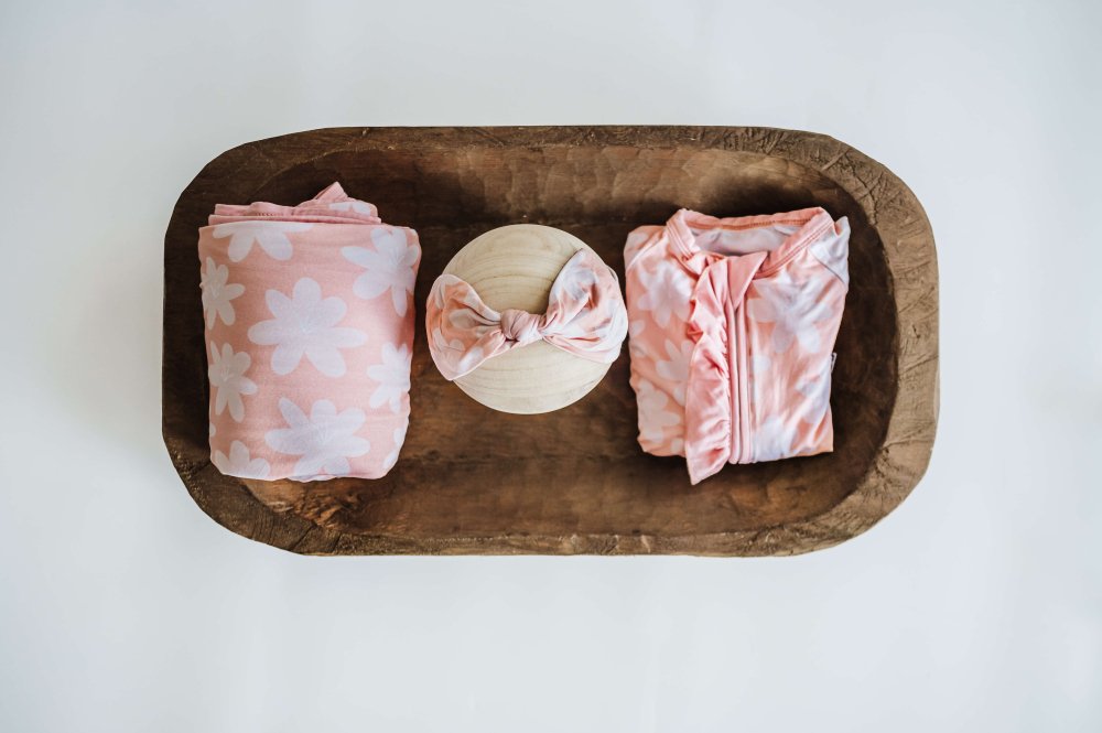 Serenity Swaddle and Headband Set - Peach Floral #product_type - Bailey's Blossoms