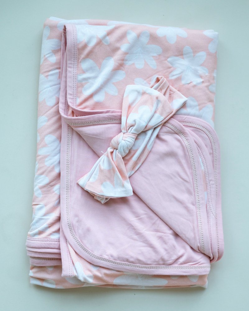 Serenity Swaddle and Headband Set - Peach Floral #product_type - Bailey's Blossoms