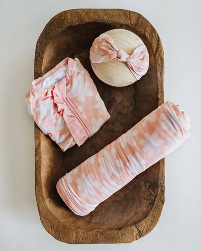 Serenity Swaddle and Headband Set - Peach Floral #product_type - Bailey's Blossoms