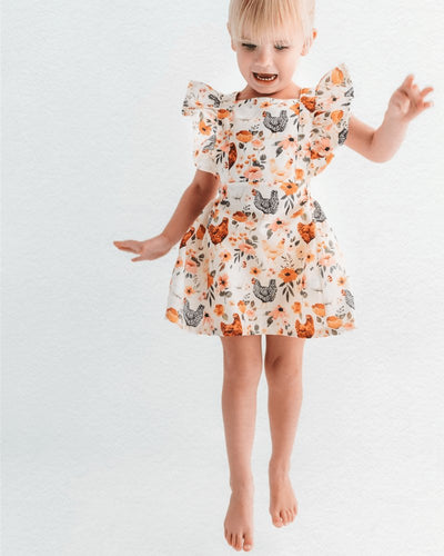 Victoria Ruffle Back Suspender Dress - Chickens #product_type - Bailey's Blossoms